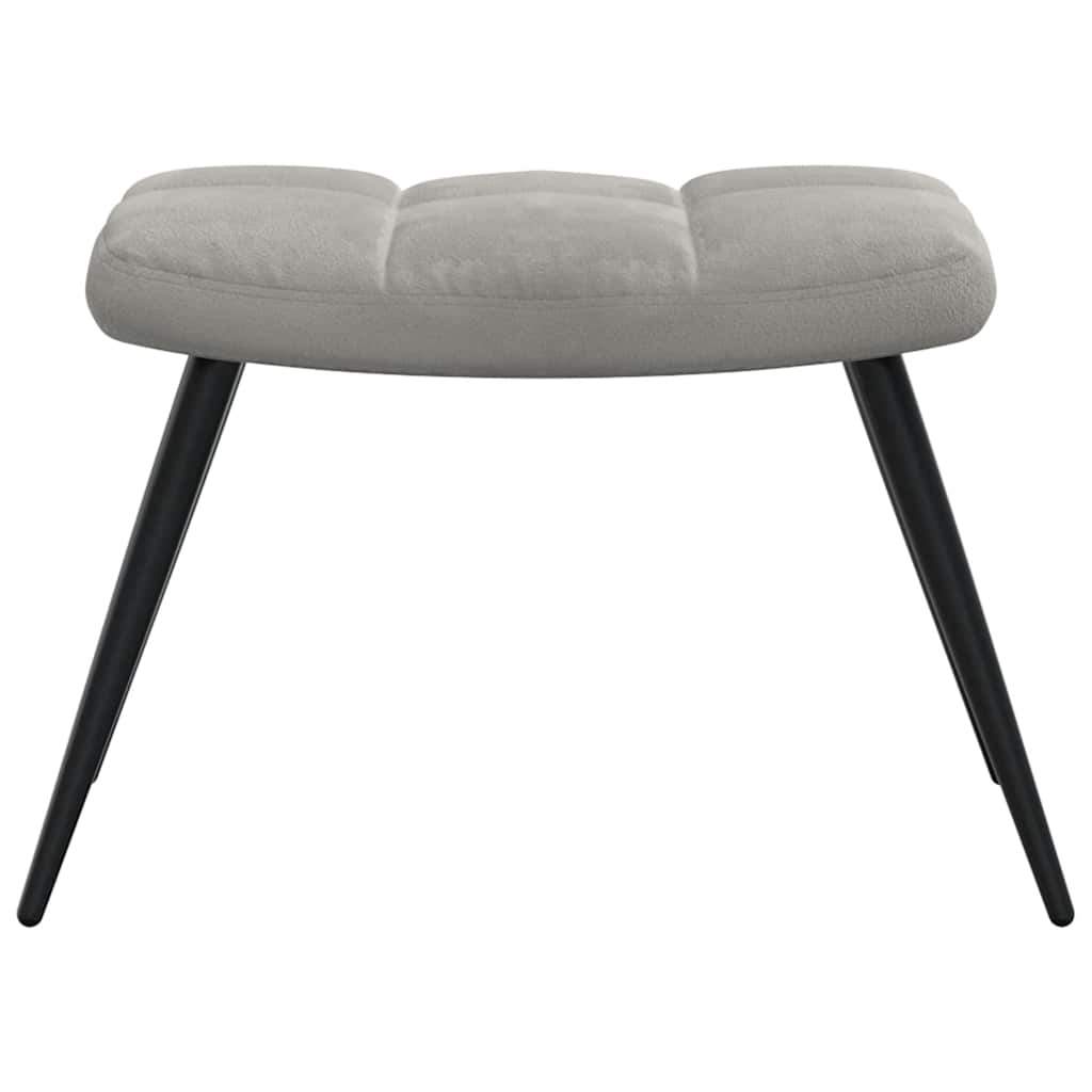 Vidaxl Armchair with Footstool, Light Gray, Upholstered In Velvet