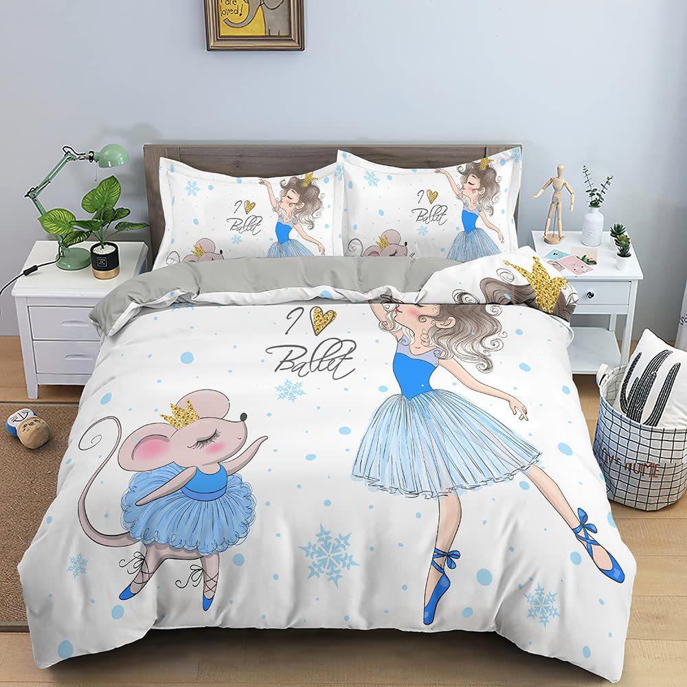 Three-Piece 3D Digital Cartoon Ballet Girl Print Polyester Bedding Model