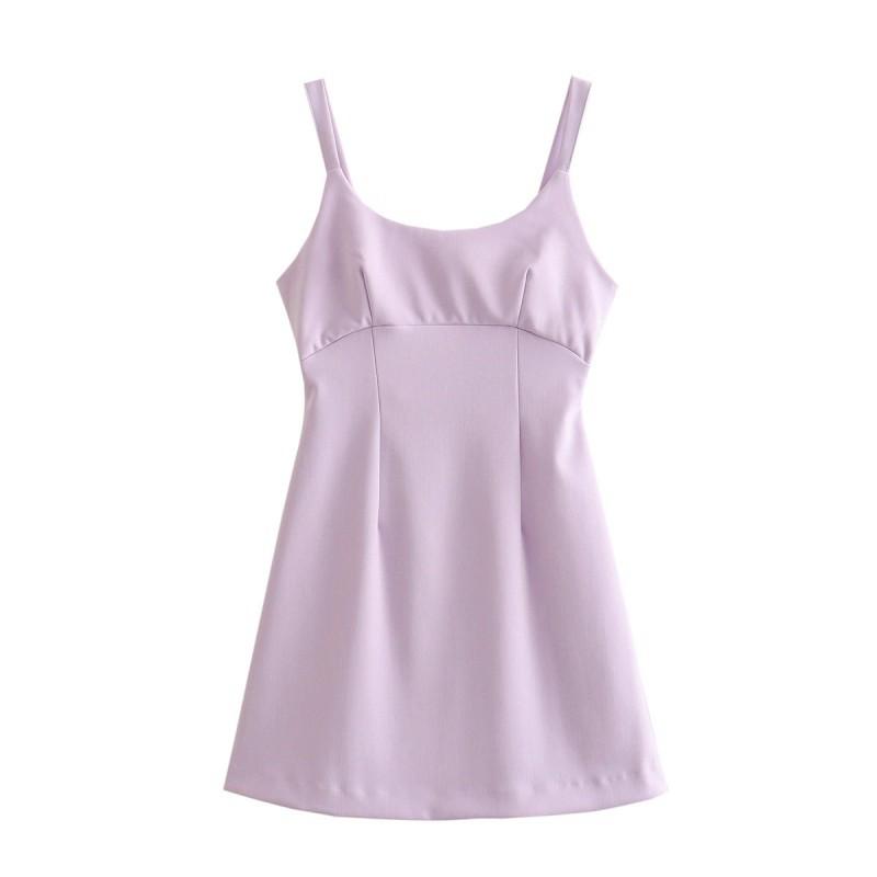 

European American Women s Clothing Urban Fashion Rhinestones Hook Button Mini Dress L світло-фіолетового кольору