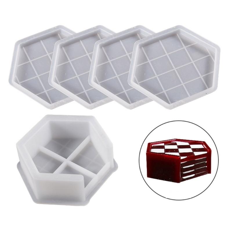 1/5x Coaster Resin Casting Moulds Round Octagon Epoxy Casting Mould Resin Tray Coaster Mould Kit DIY Craft Home Ornament
