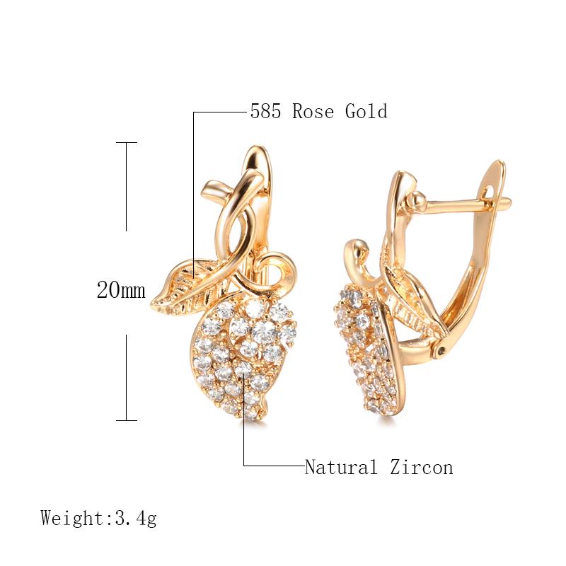 Rose Gold Color Full Paved Natural Zircon English Earrings For Women Crystal Flower Daily Fine Jewelry Girl Gift