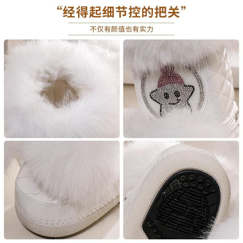 Parent-child children's snow boots women's boots barrel fleece thickened warm snow boots women's winter non-slip and waterproof