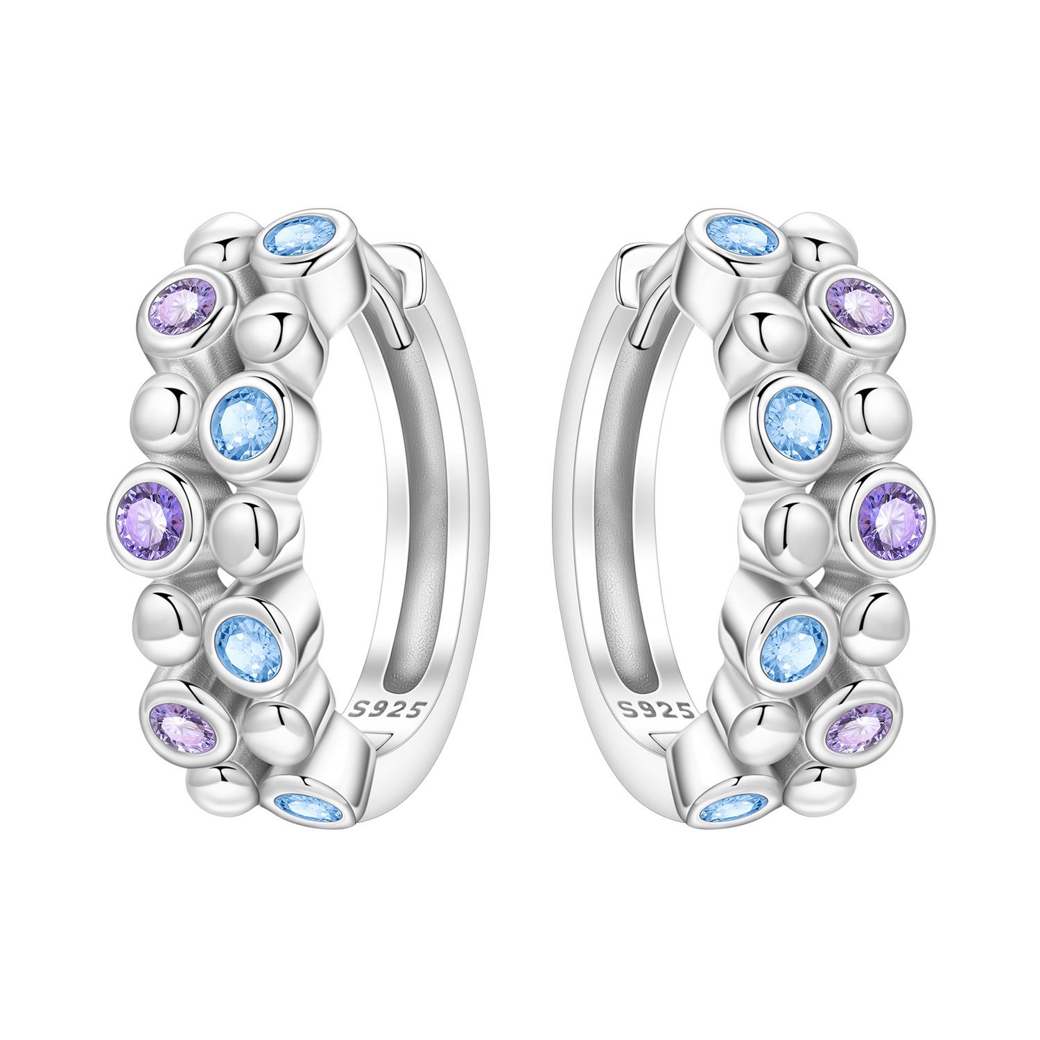 S925 Silver Minimally Purple Blue Zircon Earrings Hoop Earrings Women Jewelry Trendy Anniversary Gifts