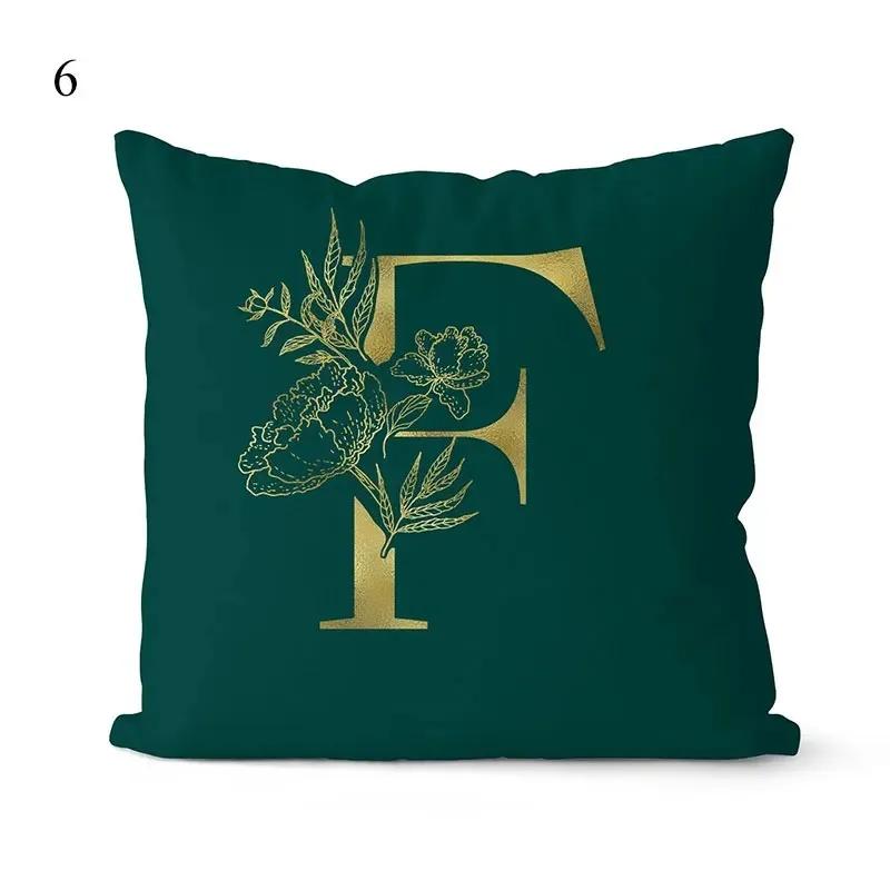 1Pc Green Pillow Cover 45*45cm Gold Letters Throw Pillow Cushion Cover Car Home Decoration Sofa Cushion Covers Pillowcase
