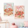 Pink Strawberries Dessert Watercolor Posters Prints Canvas Printing Modern Wall Art Picture for Desserts Shop Home Decor Gifts