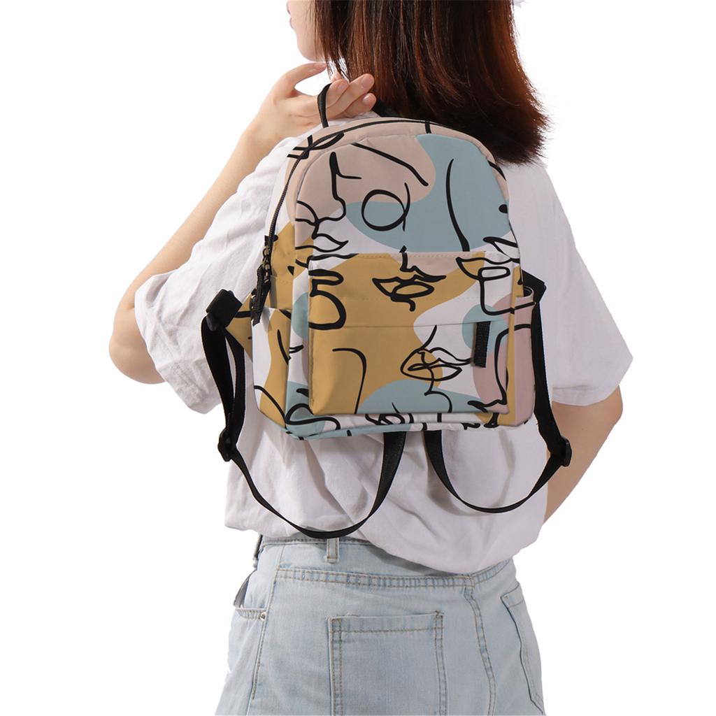 Damen-Rucksack, Deanfun, trendiger Mini-Rucksack, abstrakte Linie, Gesicht,  bedruckt, bunt, Schulrucksack, Taschen, Damen, elegante Umhängetasche – zu 