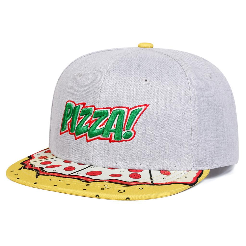 Pizza Embroidered Cotton Baseball Hat With Short Brim For Street Dance Fashion
