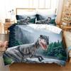 3 stk Sengesett 3d Dinosaur World Tyrannosaurus Rex Kids Barn Mikrofiber Polyester Seng Dynetrekk Sett Og 2 stk Putetrekk