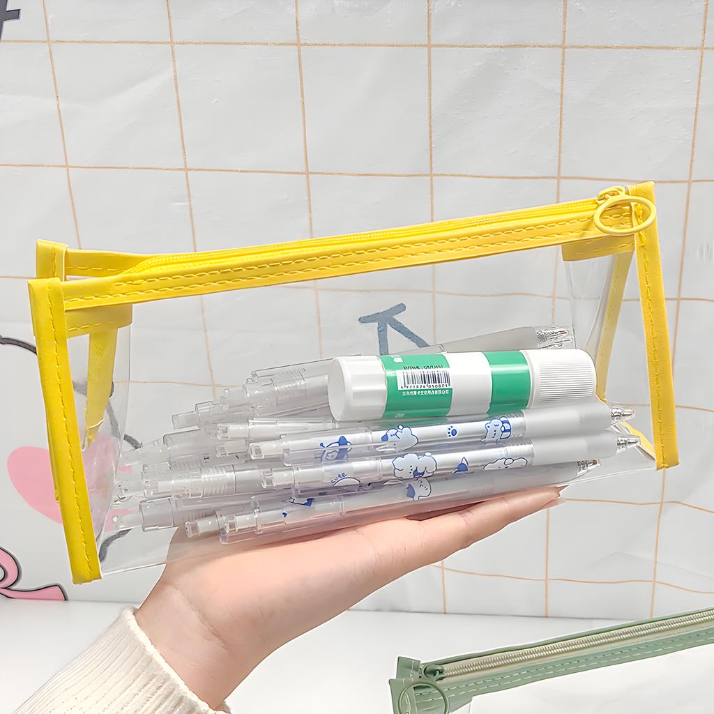 Clear Pencil Pounch Pen Case,Waterproof  Toiletry Cosmetic Makeup Bag, Multifonction Stationery Organizer for Students Adults Te