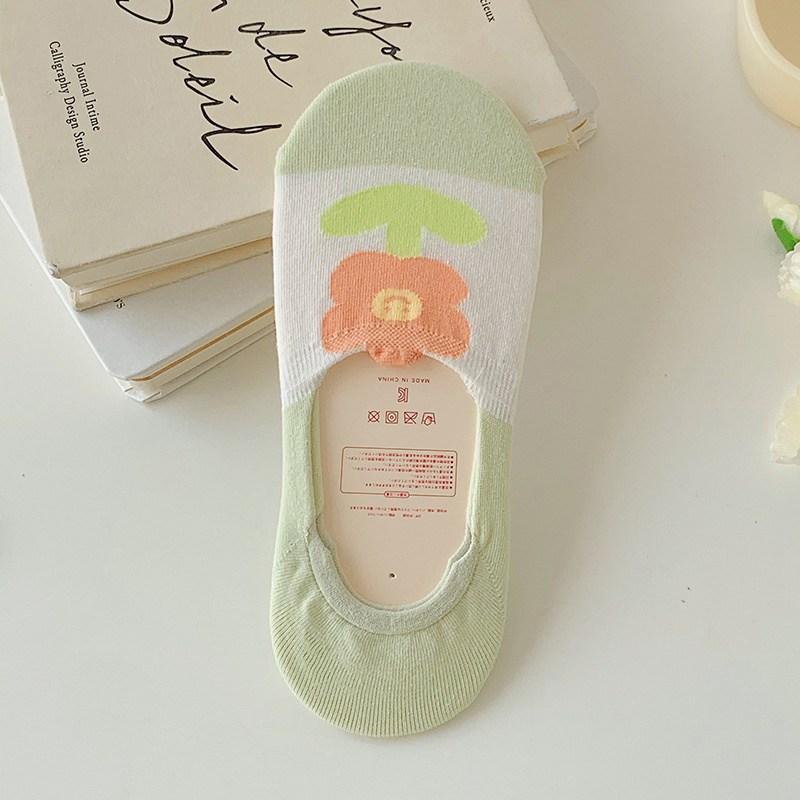 

Простые носки для девочек, носки-лодочки, чулки, корейские невидимые женские носки, милые модные неглубокие цветы, хрустальное стекло