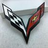 Elegant Zinc Alloy Metal Crossed Flag Emblem For Corvette C7 Stingray Badge