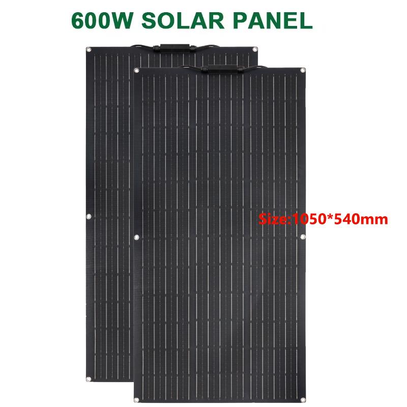 600W Solar Panel Kit Complete 18V Flexible Monocrystalline Solar Cell 12V Battery Charger System for Home Car Boat RV Camper