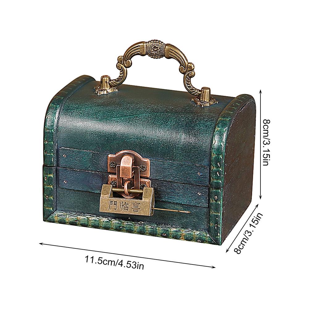 

Винтажная шкатулка для украшений в стиле ретро, зеленые декоративные контейнеры для украшений с замком 11,5X8 см/4,5X3,1 дюйма, антикварное хранилище для безделушек