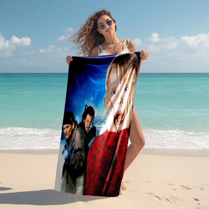 proof beach towel with Home Alone pattern - soft,absorbent,quick-drying,machine washable - perfect for swimming,camping,bathing