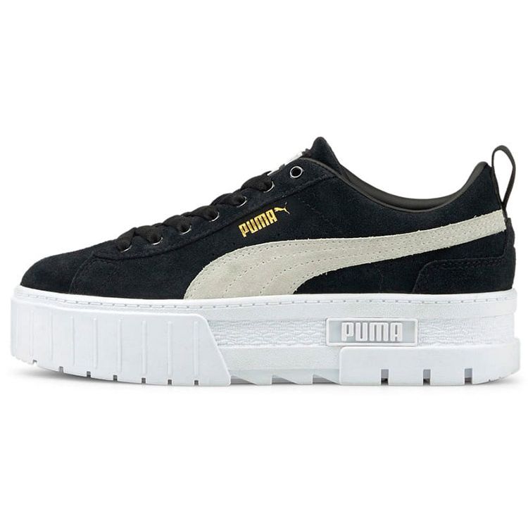 Женские кроссовки Puma Mayze Черно-белые Низкие Платформа Замша Износостойкие Легкие 380784-01 37