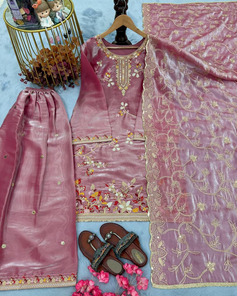 Women Designer Salwar Suit Indian Bollywood Pur Gmy Silk Palazzo Salwar Kameez Set