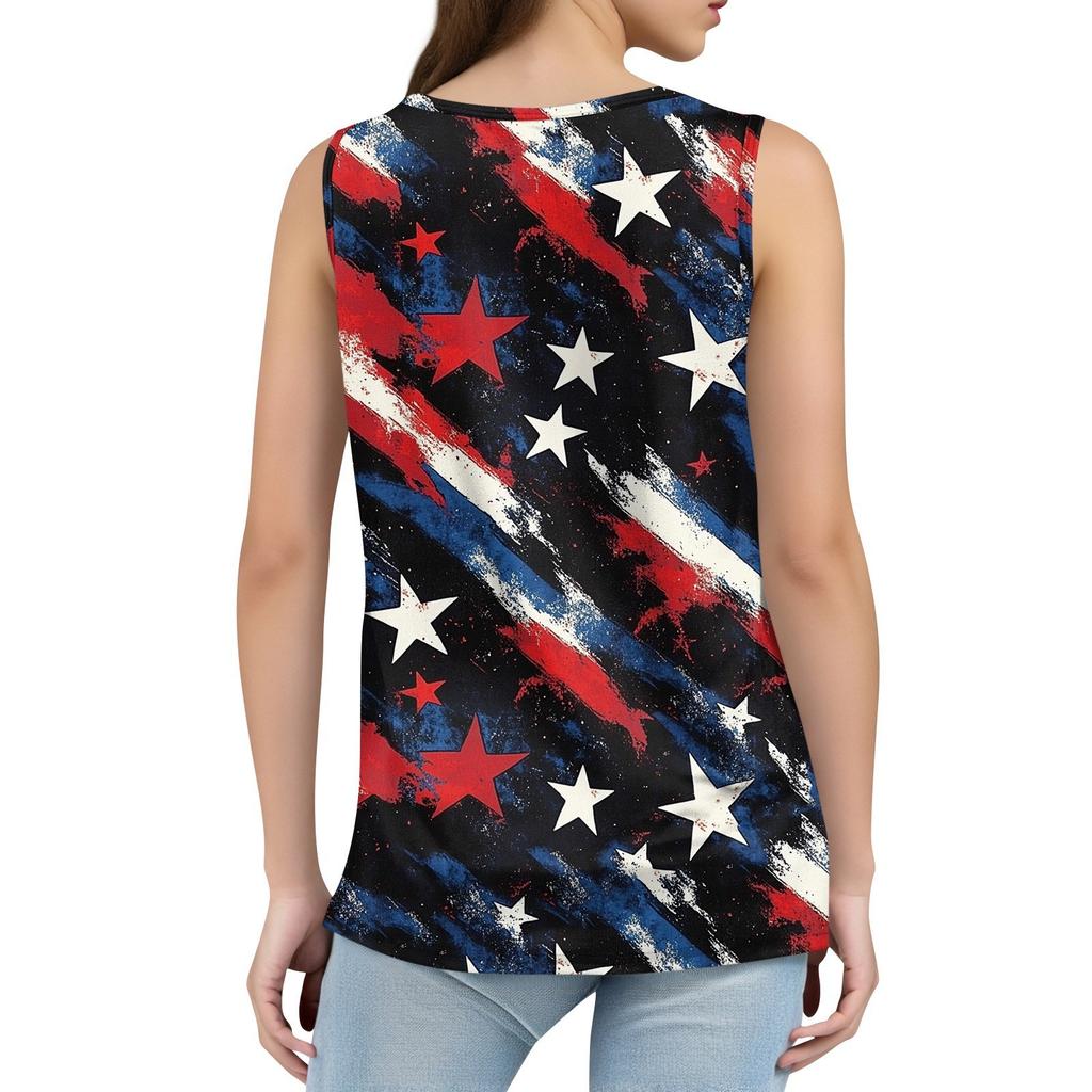 Tílko s čtvercovým límečkem Dámské tílko s potiskem Tričko Volný střih bez rukávů