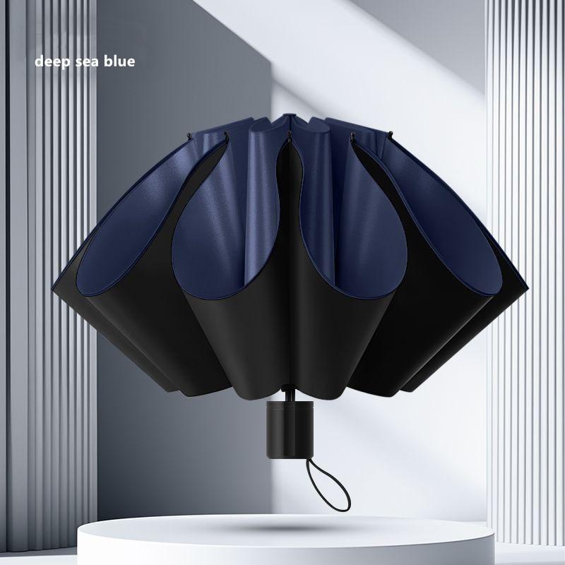 Fully Automatic Umbrella Thickened Reinforced Windproof Rainproof Portable Sun Protection Car-mounted Tri-fold Umbrella