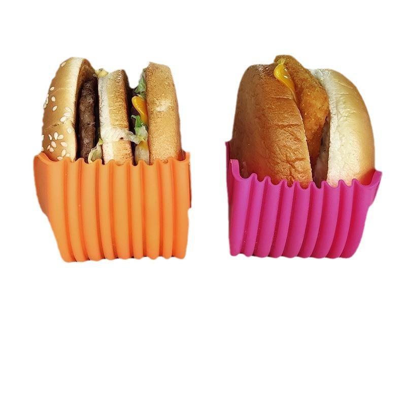 Reusable Burger Holder Heat Resistant Silicone Frame Storage Rack Kitchen Organizer for Home Restaurant Takeaway Food Service