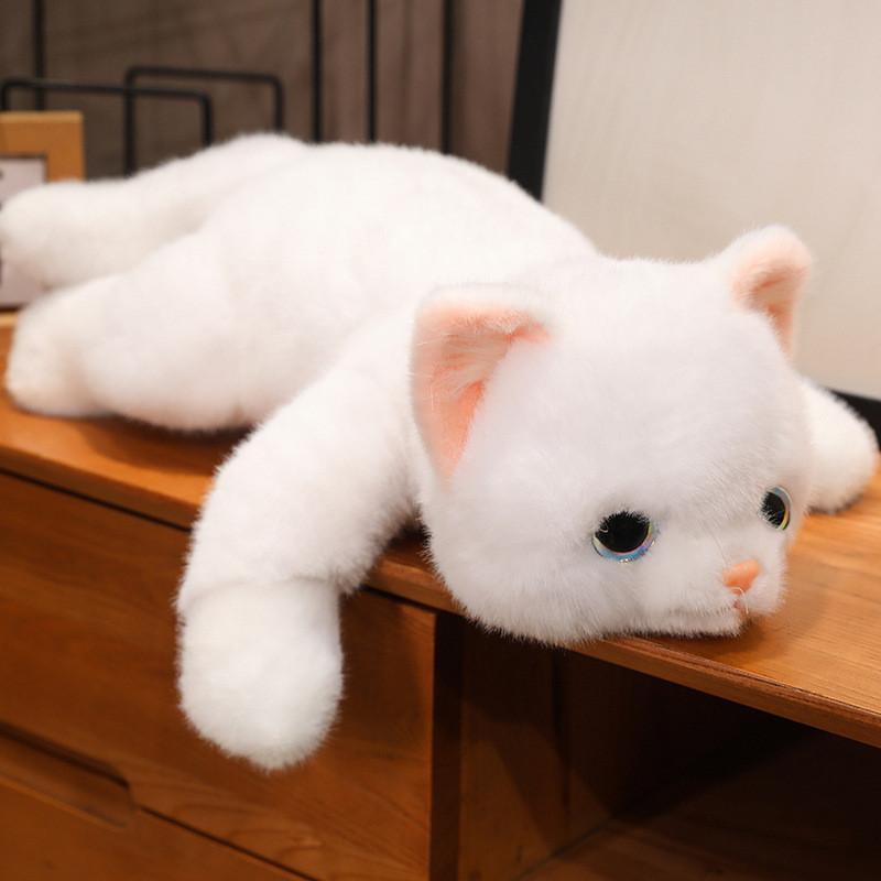 Adorable Realistic Plush Cat Doll Soft Sleeping Companion For Kids Gift In Yellow White Gray And Black Colors