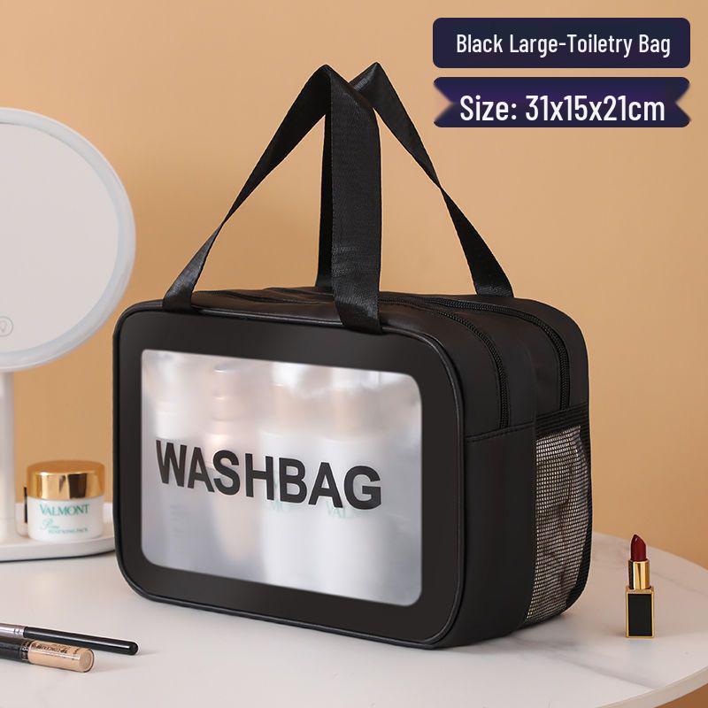 Large Waterproof Frosted Makeup Bag with Wet/Dry Separation, Portable Handheld Design