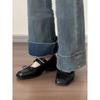 Blue Cabinet~ Retro thick heel black Mary Jane shoes women's spring light mouth small leather shoes double breasted with thick heel single shoes