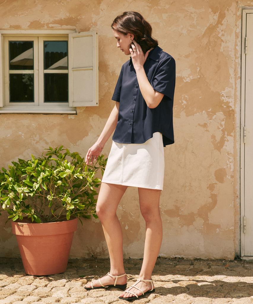 Zero Street White Mini Denim Skirt / White
