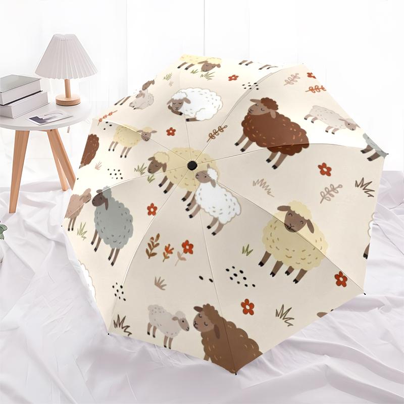 1 Pezzo Ombrello Pieghevole Automatico - Fantasia Animali Carini, Design Portatile e Pieghevole con 8 Stecche, Regali di Natale e Compleanno