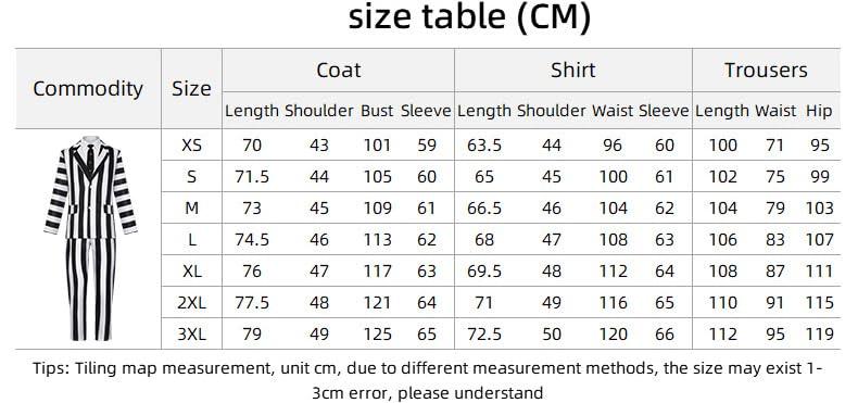 qiqiCOS Beetlejuice Striped Suit Cosplay Costume for and Anime Halloween School Kids Birthday Uniform Costume Size Men, Women, Kids, Costume, Events,