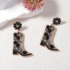 European and American creative new fashion personality temperament high sense earrings alloy boots inlaid with colored diamonds flower earrings women