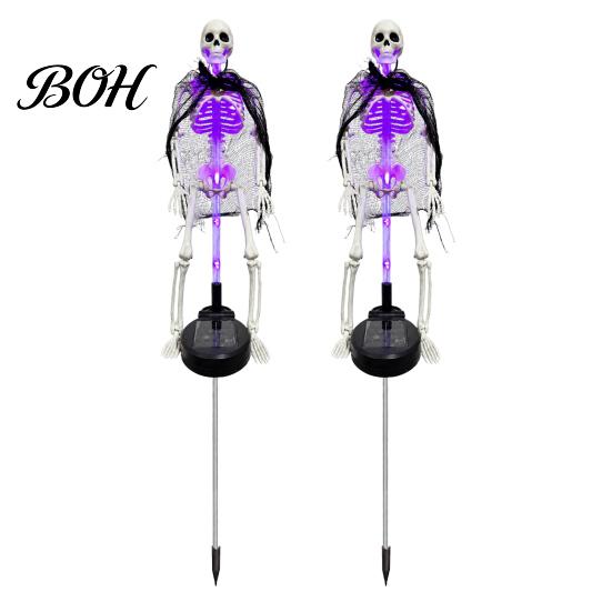 Halloween Party Supplies 2Pcs Solar Skeleton Yard Stake, LED Garden Lights, Waterproof Wireless Stakes Realistic Skull Figurines for Outdoor