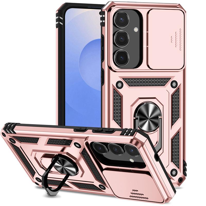 For Samsung Galaxy S25 FE 5G Case Slide Camera Lens Protect Armor Phone Case For Galaxy S 25 FE S25FE Magnetic Holder Ring Cover