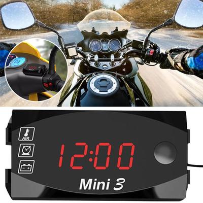 3 In 1 Motorcycle Voltmeter Electronic Clock Ip67 Waterproof Led Clock Digital Universal Watch Dustproof Thermometer Voltme D1i1