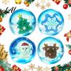 Squeeze Ball Sensory Toy Christmas Clear Stress Toy Anxiety Relief with Santa Reindeer Soft Decompression Tree Snowflake Figure Party Favors Desktop