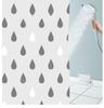 Shower Curtain Gray Water Droplet Printed Bathroom Shower Curtains Modern Style 200Cm Water Resistant Bathroom Curtain Peva