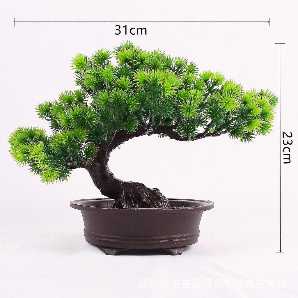 2PC Artificial Plant Welcome Pine Artificial Flower Water Plant Accessories Green Plant Bonsai