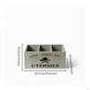 Rectangular Wooden Utensil Storage Box Distressed Gray Three Compartment Organizer Divided