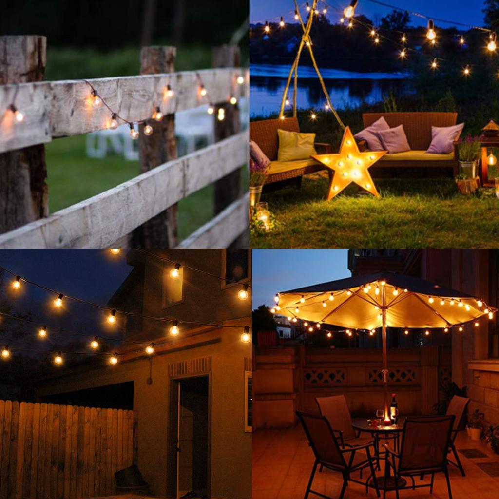 Rainproof String Lights, 5.5m, 12 LED Bulbs, E12 Base, G40, Warm White, PC Material, Durable, Indoor/Outdoor Lighting, Weddings, Christmas, Garden Lig