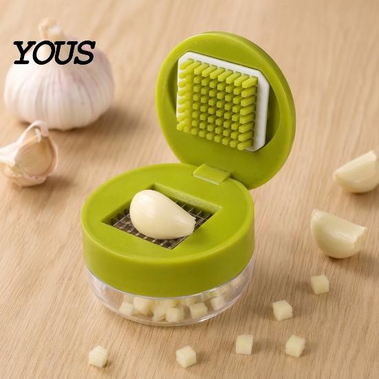 Professional Garlic Press Stainless And Chopper, with Storage Container, Steel Convenient Kitchen Blade Manual Mincer, for Tool Food Prep Crusher Box