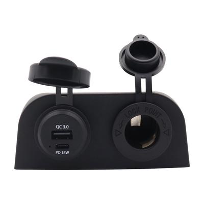 10-30V Qc3.0 & Type-C Dual Port Charger Car Cigarette Lighter Socket Plug Panel For Boat Car Truck