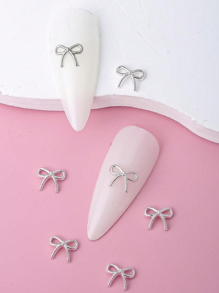 10 stk Sløyfe Neglepynt 3D Legering Bånd Neglekunst Dekorasjoner DIY Neglejuveler Egnet For Jenter Og Damer Negleutstyr