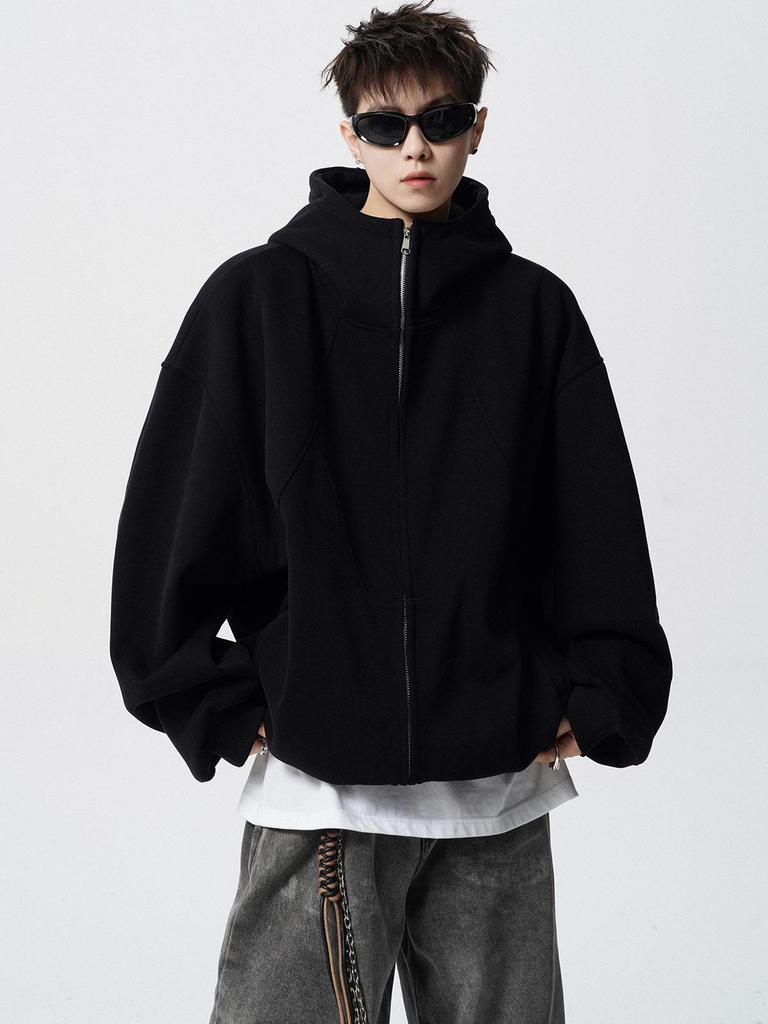 Versatile Plus Size Deconstructed Hoodie: Men's Trendy High Street Winter Sweatshirt