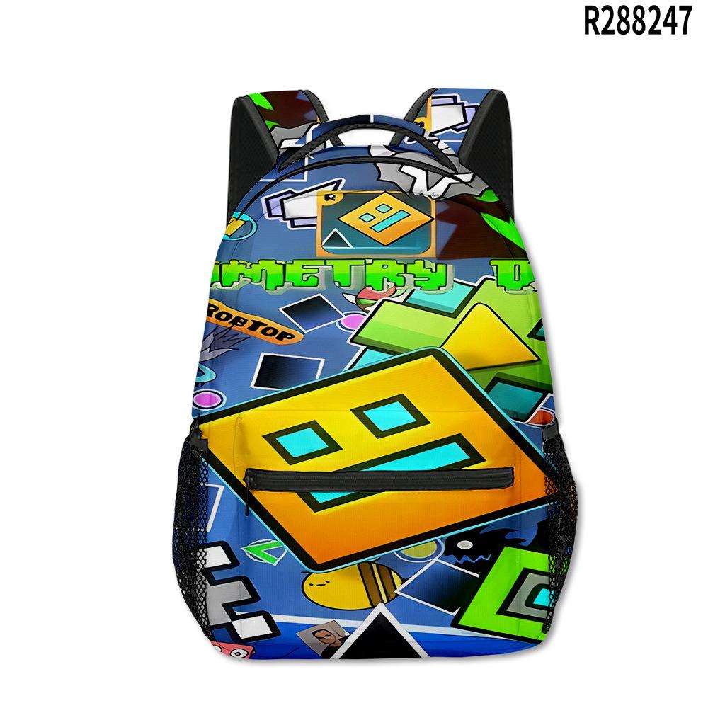 Zaini Hip Hop Kpop Giovanili per la Scuola Unisex Geometry Dash Borse da Viaggio Stampa 3D Oxford Impermeabili Zaini a Spalla per Quaderno