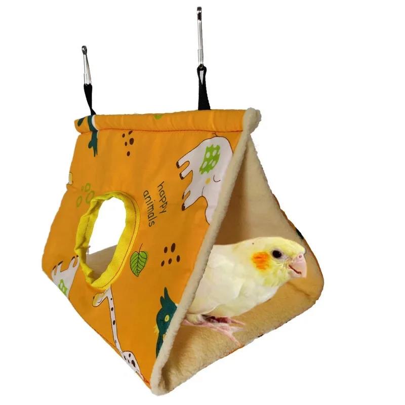 Winter Warm Bird Nest House Parrot Hanging Hammock Velvet Shed Hut Finch Cage Plush Birds Hideaway Sleeping Bed Perch Swing