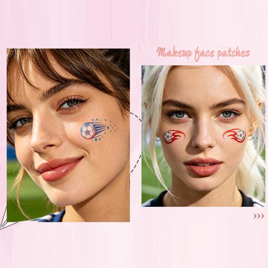 Nostalgie Soccer Face Tattoos Stickers, Waterproof Temporary Body Art for Sports Fans, Football Team Party Makeup Decals Game Day
