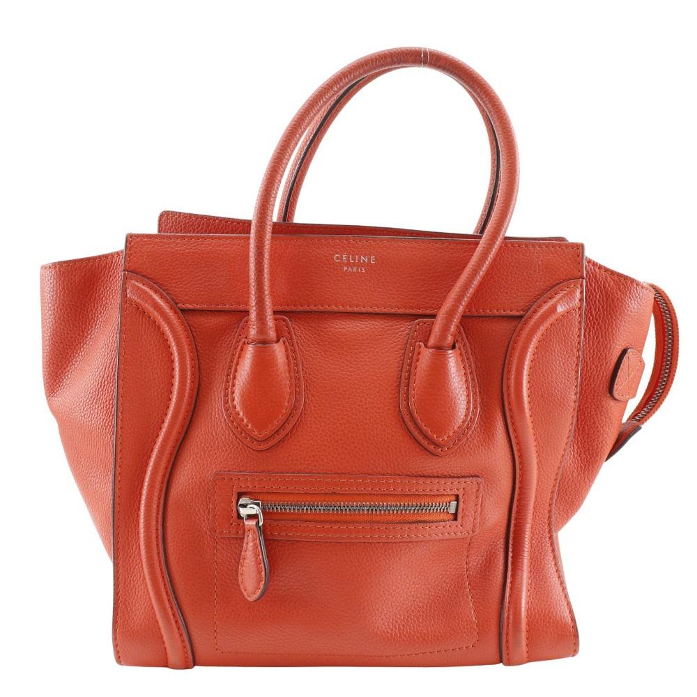 

CELINE Luggage Handbag Micro shopper Red/Orange leather Women Used