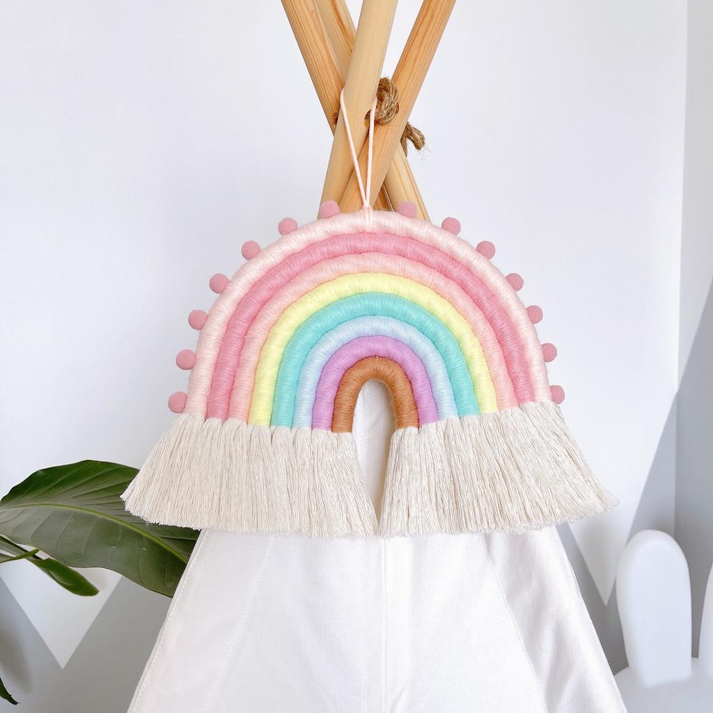 Ins Nordic Home Homestay Rainbow Children's Room Decoration Pendant Handmade Weaving Rainbow Fun Wall Decoration Pendant