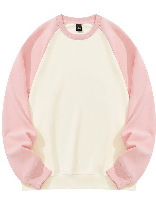 2023 Autumn Unisex Patchwork Long-Sleeved Solid Color Loose Round Neck Hoodie