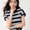 Classic Striped Polo Collar Knit Top