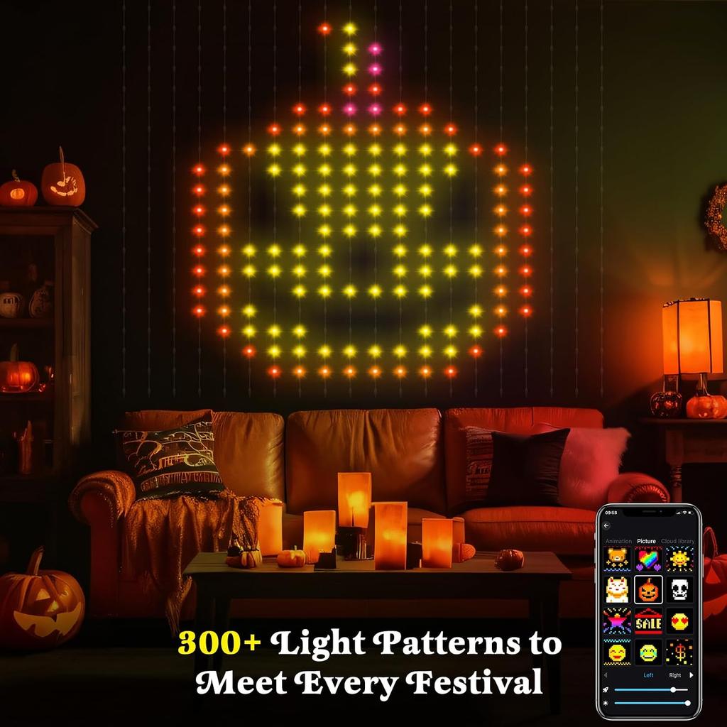 CoziTech Smart Curtain Lights, Color Changing 400 LED Curtain Lights 6.6 * 6.6 FT, RGB DIY String LED Flag Fairy Light for Backdrop Party Indoor